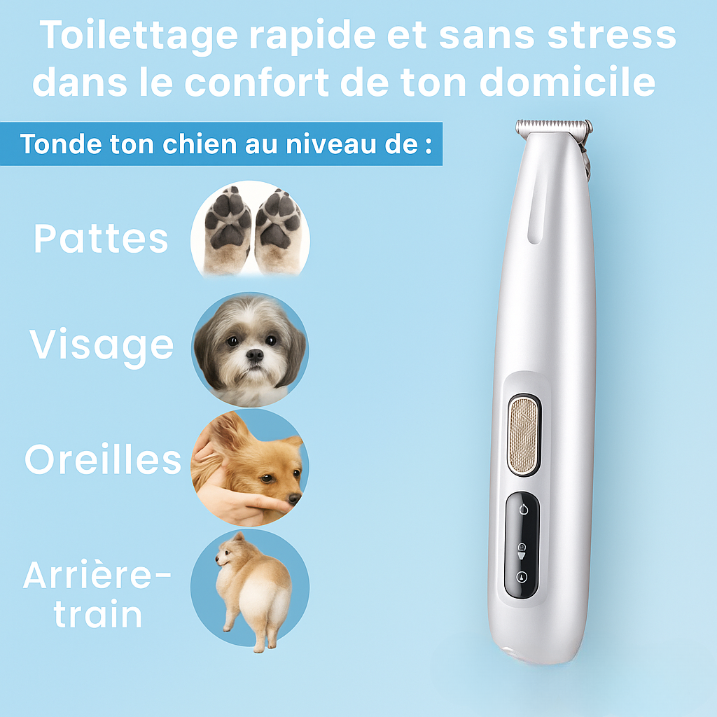 Tondeuse pour Chiens avec Lumière LED – Étanche & Lame Large 18 mm